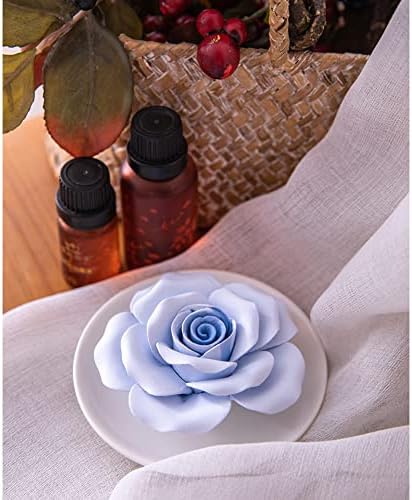 Essential Oil Passive Flower Diffuser -Non-Electric Porcelain Aromatherapy Diffusers for Small Mini Room, Desk Decorative, Bathroom (Blue Rose) - Image 7