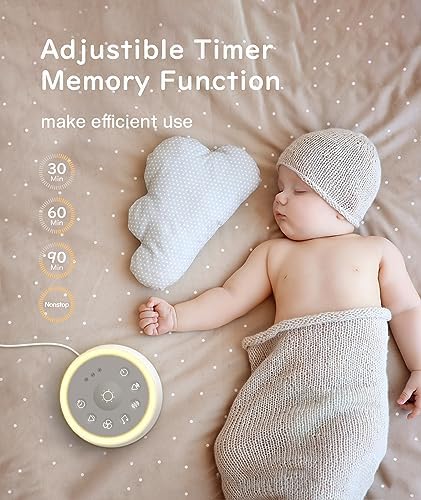 Dreamegg D1 Sound Machine Baby - White Noise Machine for Baby with Night Light, 24 High Fidelity Sounds, Timer & Memory Feature, Noise Machine with Nursery Lamps for Adults, Home, Office (White) - Image 5