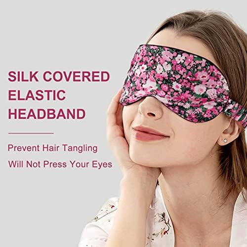 OLESILK 100% Natural Mulberry Silk Sleep Eye Mask Block Out Light, Fashion Printed Eye Mask Blindfold for Women Men Full Night Sleeping, Chic Eye Cover Eyeshade, Pattern 3 - Image 2