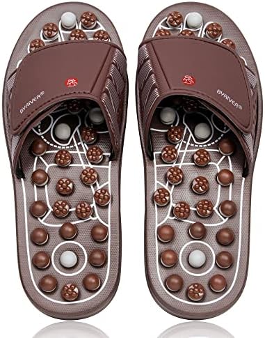 BYRIVER Acupressure Foot Massage Mat, Reflexology Tools, Spiky Ball Roller Therapy Sandals Shoes Slippers, Relief Muscle Fatigue, Sciatica, Heel, Lower Back Pain (03L) by BYRIVER