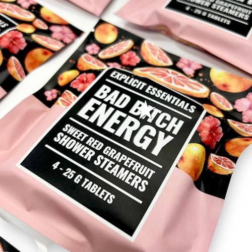 Explicit Essentials Bad B Energy Shower Steamers | Sweet Red Grapefruit Aromatherapy Shower Steamer Tablets (4 Pack) | Energizing Spa Shower Gift for Self-Care, Stress Relief & Confidence Boost - Image 5