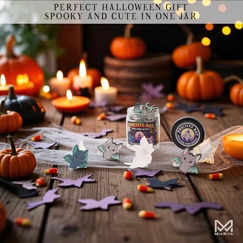 Positive Bat Jar, 60 Bat-Shaped Affirmation Cards, Cute Spooky Self Care, for Women & Teens, Halloween Basket Stuffers for Adults, Boo Basket Stuffers for Women - Image 3