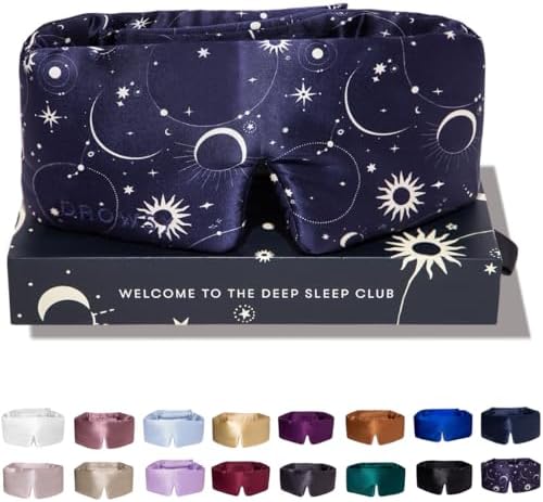 DROWSY Silk Sleep Mask - Face-Hugging, Padded Cocoon for Luxury Sleep in Total Darkness - 100% Pure Mulberry Silk (Cosmic Energy) by Drowsy