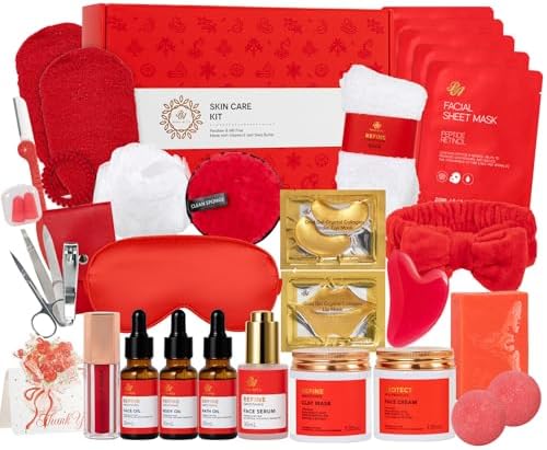 Gifts for Women, 32 Pcs Rose Hydrating Face Skin Care Gifts Set, Spa Basket by RAROSAACCA