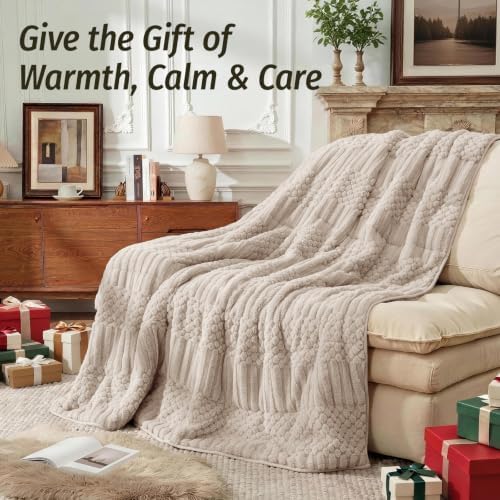 Wemore Sherpa Fleece Weighted Blanket for Adults, 60" x 80" 15 lbs Beige - Image 4