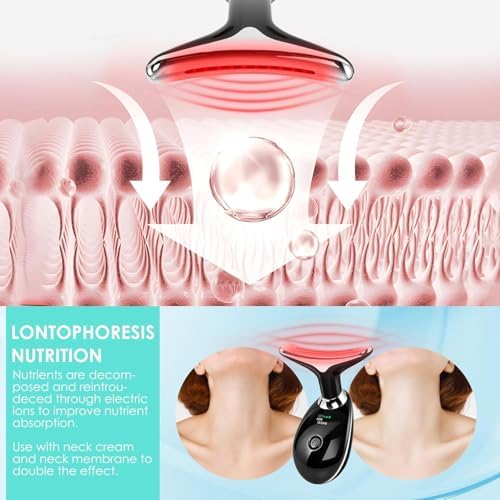 Facial Massager Red-Light-Therapy-for-Face and Neck, Face  culpting Wand with 7 Color (Bright Black) - Image 3