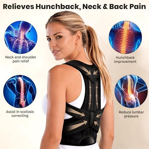 Posture Corrector for Women and Men - Adjustable Back Brace Posture Corrector with Strap - Upper-Lower Clavicle & Full Back Pain Support for Shoulder and Neck - Breathable Spine Straightener - Medium - Image 3