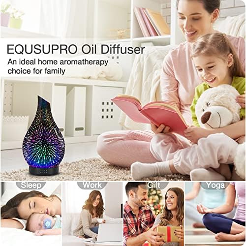 Aromatherapy Essential Oil Diffuser for Home- Art Glass Diffuser for Essential Oils with Waterless Auto Shut-Off 4 Timer 7 Colors LED Night Light for Home Office Decor Gifts for Women - Image 5