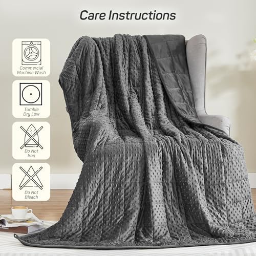Weighted Blanket 15lbs for Adults, Ultra Soft Minky Dot Heavy Blankets for Sleep, Breathable Washable Throw Blanket with Glass Beads, 48"x72" Twin Size, Grey - Image 6