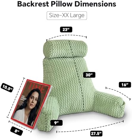 Reading Pillow for Bed with Adjustable Neck Support,XXL Green Corduroy - Image 5