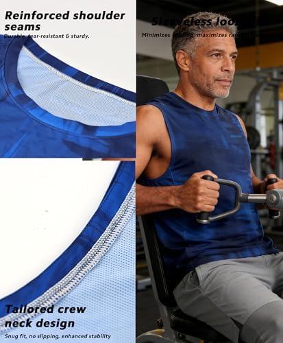 Men's Sleeveless Swim Shirts Quick Dry Moisture Wicking Gym Shirts Breathable Workout & Beach - Image 3