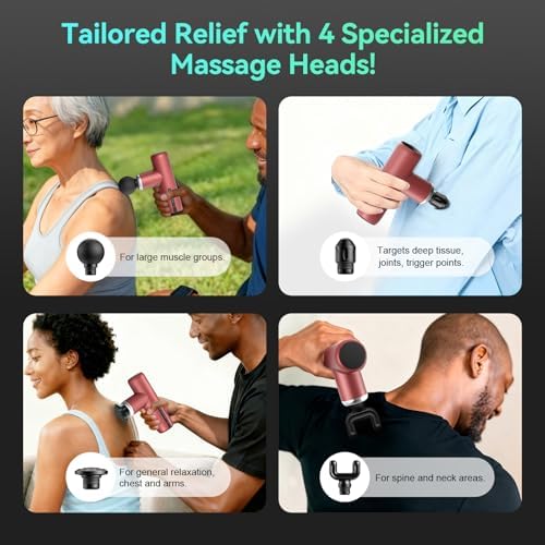 Mini Massage Gun Pocket-Sized Massage Gun Deep Tissue Quiet, Portable Percussion Muscle Travel Massager Gun,Back/Neck Massager for Pain Relief Deep Tissue (Red) - Image 5
