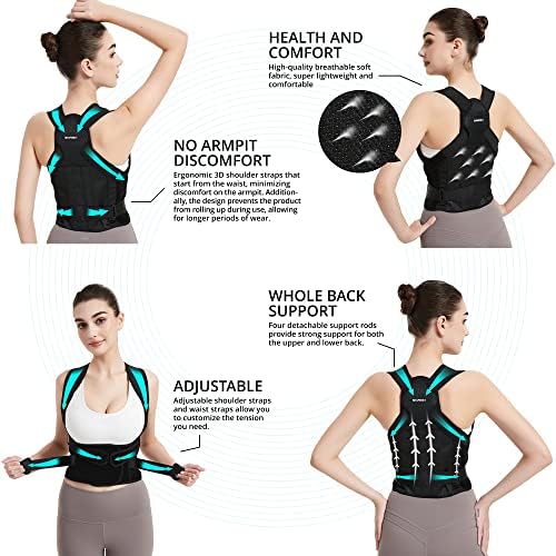 SHAPERKY Posture Corrector for Women for Support: Back Brace for Full Back Support - Adjustable Shoulder Straightener for Women and Men (Black, Small) - Image 4