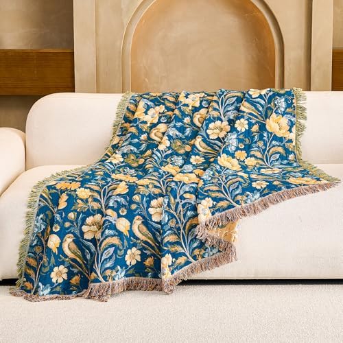 VANJOROY Boho Throw Blanket King, 100% Organic Cotton Breathable Ultra Soft 91" x 98" Bed Quilt Throw - All Season Floral Rustic Farmhouse Decor Reversible Blanket for Sofa Couch Chair and Gift - Image 7