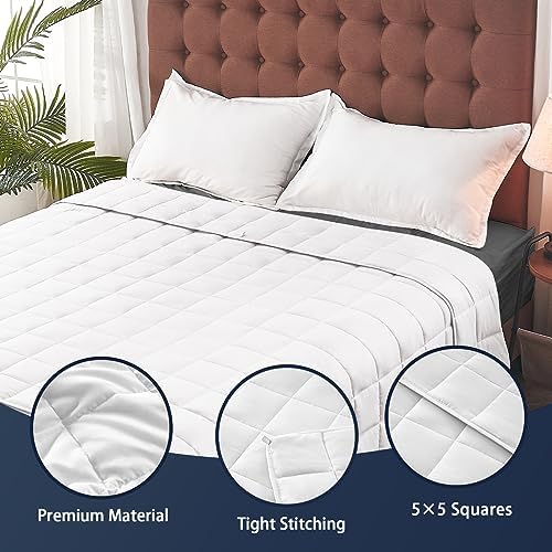 yescool Weighted Blanket for Adults (25 lbs, 60" x 80", White) Cooling Heavy Blanket for Sleeping Perfect for 240-260 lbs, Queen Size Breathable Blanket with Premium Glass Bead, Machine Washable - Image 6