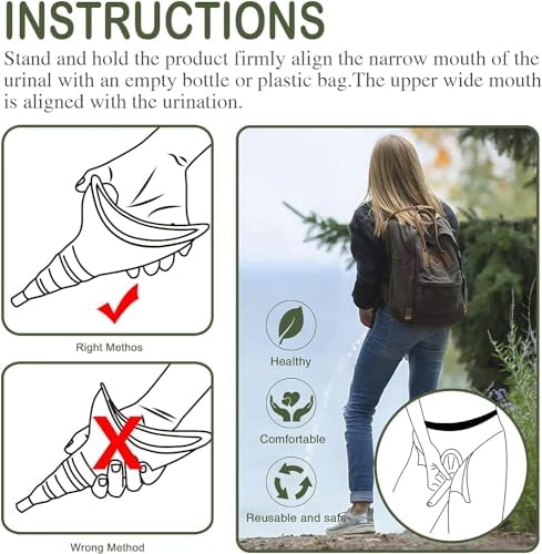 Female Urination Device, Reusable Female Urinal Silicone Women Pee Funnel | Women to Pee Standing Up, The Perfect Companion for Camping,Travel travel outdoor, folds compact, easy rinse - Image 4