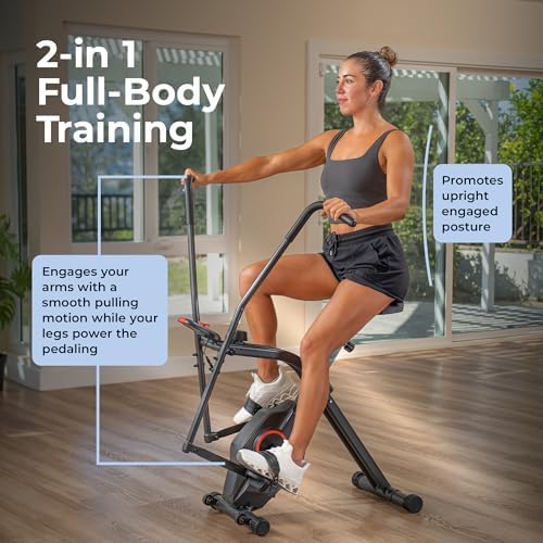 Sunny Health & Fitness Smart Foldable Magnetic X-Bike, Low-Impact Workouts - Image 2