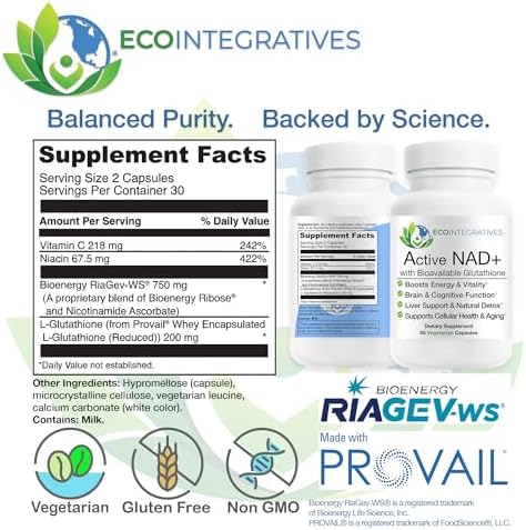 Active NAD+ with Bioavailable Glutathione - 60 Veggie Caps - Image 3