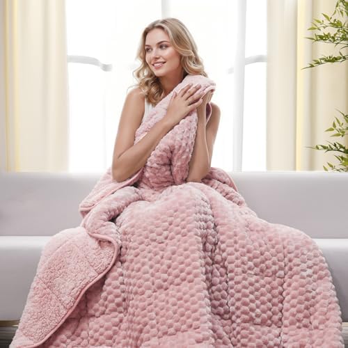 Drewin Weighted Blanket Queen Size for Adults 15lbs,Pink,48 x 72 inches by Home