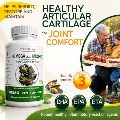 Bricker Labs Omega Cyclo - Mussel Joint Health Supplement, Premium New Zealand Green Lipped Mussel, Full Spectrum Omega Joint Supplements for Joint Health and Comfort, 90 Capsules - Image 3
