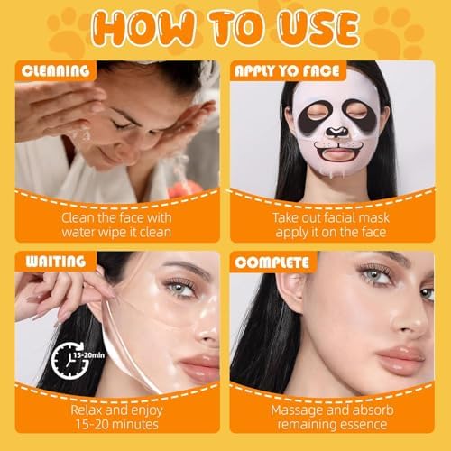 9 Packs Animal Character Facial Masks, Deep Hydrating Spa Masks for All Skin Types, Gift for Kids' Birthday Party, Enjoy Skincare Life, Girl's Night - Image 6