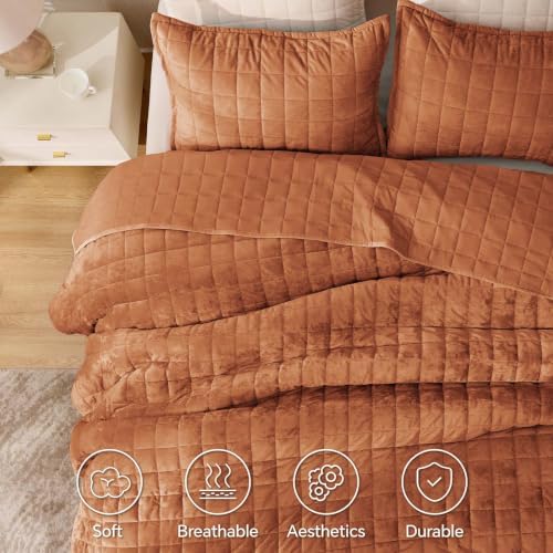 BEDELITE Velvet Quilt Set Queen Size, Luxury Velvet Comforter Bedding - Image 4