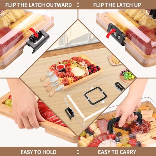 CAWIU Portable Charcuterie Board with Lid, Travel Cheese Board & Snack Tray - Image 2