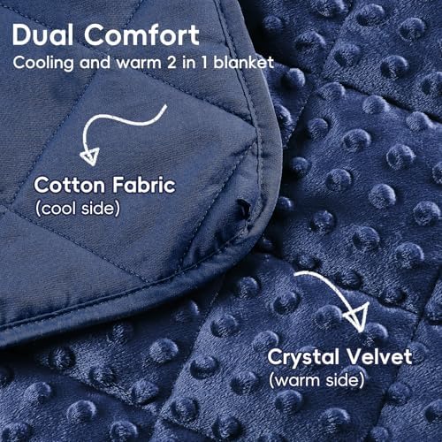 yescool Twin Size Weighted Blanket for Adults 12 Pounds Blue Cooling Weighted Heavy Blanket, Minky Throw Blankets Warm Weighted Comforter, Big Washable Thick Blankets Gift for 100-150lbs, 48 * 72in - Image 6