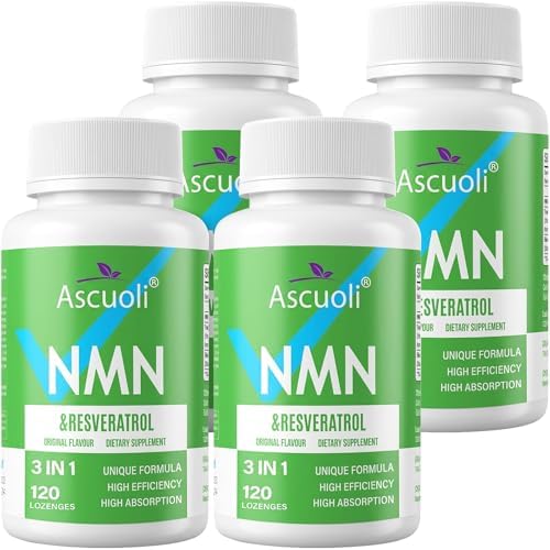 Sublingual NMN Resveratrol Supplement 950mg, 480 Lozenges (480-Day Supply) by Ascuoli