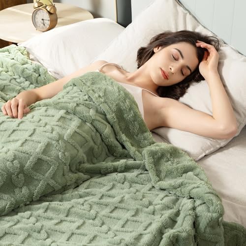 Aganear Fleece Throw Blanket for Couch Sofa 60"x80" Sage Green - Image 2