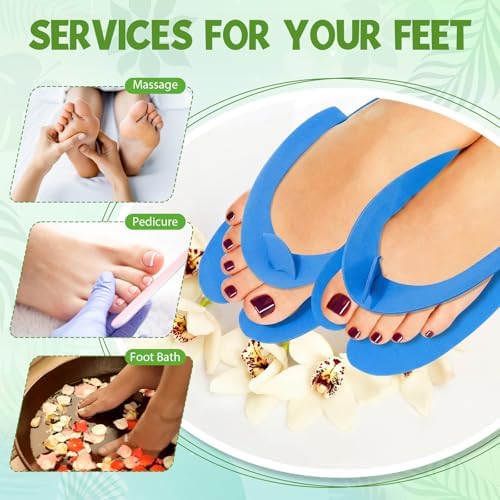 JaGely 100 Pair Disposable Pedicure Slippers Bulk Multicolor Flip Flop for Pedicure Anti Slip EVA Foam Spa Slipper Sandal Disposable Shoe Kit for Women Nail Bath Salon Party Supplies - Image 6