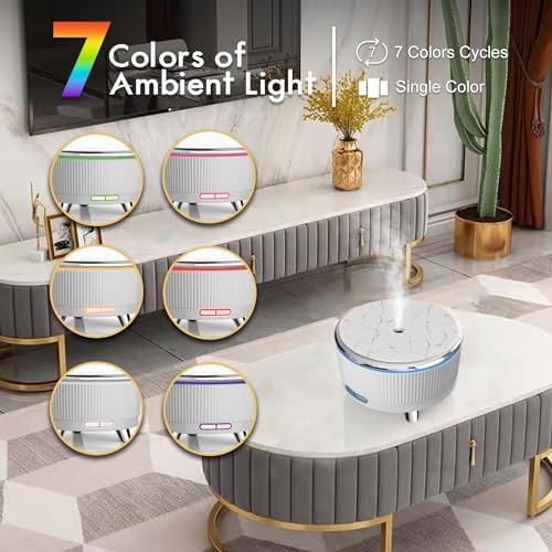 Diffusers for Essential Oils Large Room, Aromatherapy Diffuser with Remote Control,7 Colors Lights 3 Mist Mode for Women Office Home White Sliver - Image 3
