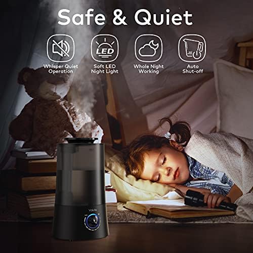 Humidifiers for Bedroom - 4L Cool Mist Humidifier Top Fill Oil Diffuser Quiet Ultrasonic Humidifiers for Home Large Room with Adjustable 360° Rotation Nozzle, Auto Shut-Off, Humidifiers for Baby - Image 5