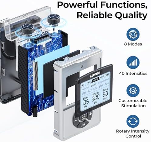 AUVON Rechargeable Digital TENS Unit Muscle Stimulator with 600 mAh Battery - Image 3