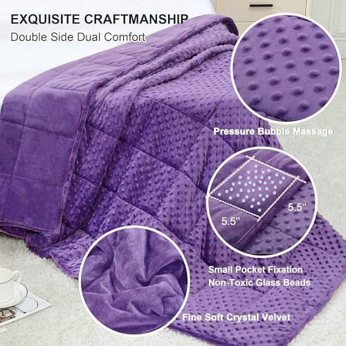 Alomidds Weighted Blanket, Luxury Velvet Weighted Blankets,Warm and Breathable Soft and Comfort Minky, Cute Heavy Blanket with Premium Glass Beads (41"x60" 7LBS, Purple) - Image 3