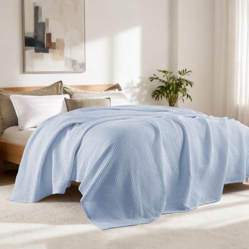 Exclusivo Mezcla 100% Cotton Breathable Waffle Blanket Queen Size, 90"x90" - Image 5