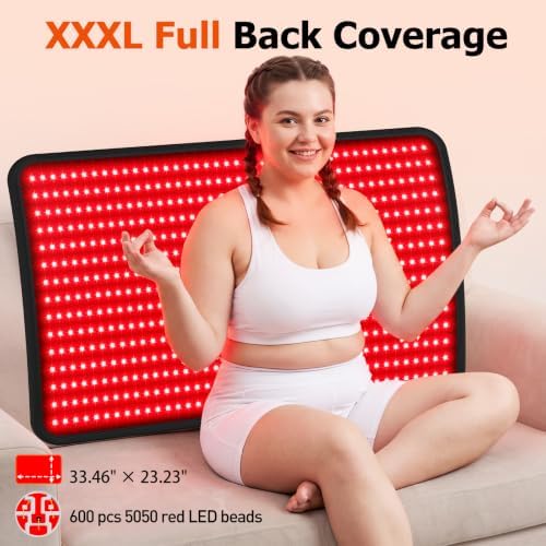 Red Light Therapy Mat for Body, 23.6" x 39.5" Near Infrared Light Therapy Pad with 600 LEDs,660nm & 850nm, Infrared Heating Pad with 3 Modes & 5 Brightness Levels for Improved Sleep - Image 6