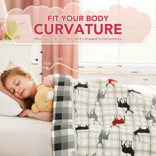CuteKing Weighted Blanket - Weighted Blanket with Premium Glass Beads - Breathable Heavy Blanket for Comfort Sleep - Soft Thick Blanket All Season(10lbs, 72"x48", Deer) - Image 3