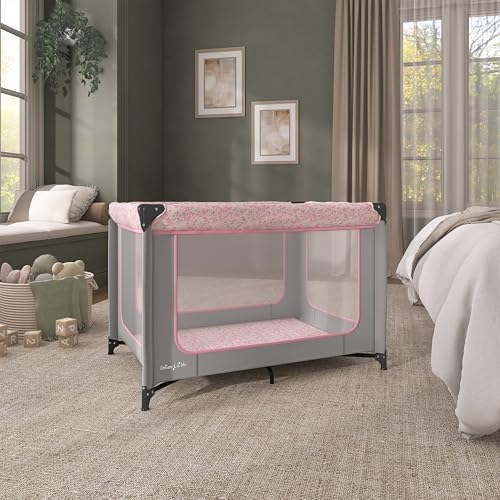 Dream On Me Zodiak Portable Playard, Compact for Travel, Carry Bag, Gray & Pink - Image 6