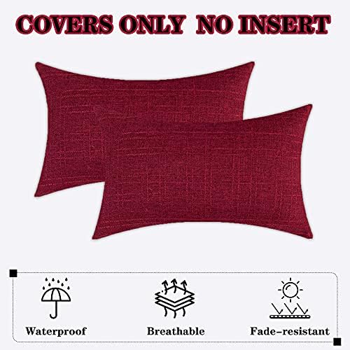 Kevin Textile Outdoor Waterproof 12”x24” Lumbar Pillow Covers 2 Pack, Red - Image 7