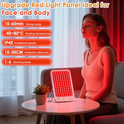 Red Light Therapy, 660nm & 850nm Dual Near-Infrared Red Light Panel with Adjustable Stand, Built-in Timer, 3 Modes 6 Brightness, for Body&Face, Home & Travel, Gift for Men and Women - Image 4