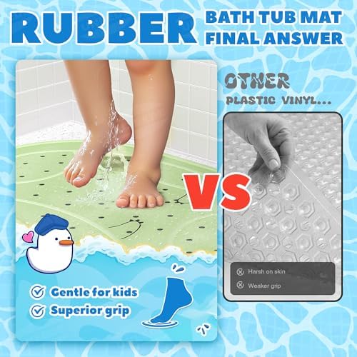UNEEDE Dinosaur Kids Bathtub Mat Non Slip, 30"x18" Toddler Shower Mat - Image 2