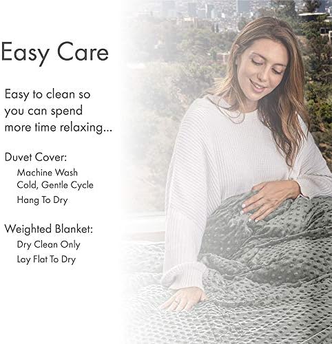 Adult Breatheable Cotton Weighted Blanket with Removable Navy Duvet Cover, 60 x 80 Inch, 15 Pounds, Made w/Polyester and Glass Beads, Grey - Image 5