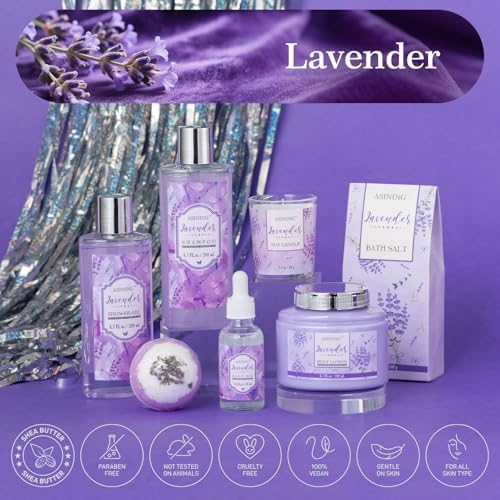 9Pcs Moisturizing Lavender Spa Bath Gifts Set - Spa Gift Baskets for Women - Image 6