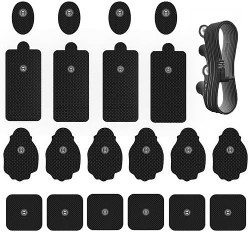 20 Pack TENS Unit Electrode Pads with Wire Cable Combination Set. Reusable Premium Hydrogel Self-Adhesive TENS Unit Replacement Pads, Compatible with Belifu, AVCOO, NURSAL, TENS 7000, AUVON, Neocarbon by Unknown