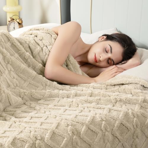 Aganear Fleece Throw Blanket for Couch Sofa 60"x80" Khaki by Aganear