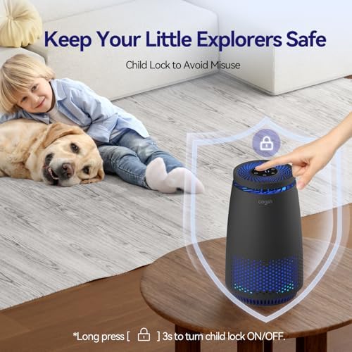 Air Purifiers for Home Bedroom, 3-in-1 HEPA Filter for Pets Dander Dust Pollen Smoke Odors, Quiet Air Cleaner with Sleep Mode, 12H Timer, Night Light, Aromatherapy, Safety Lock, Black - Image 6