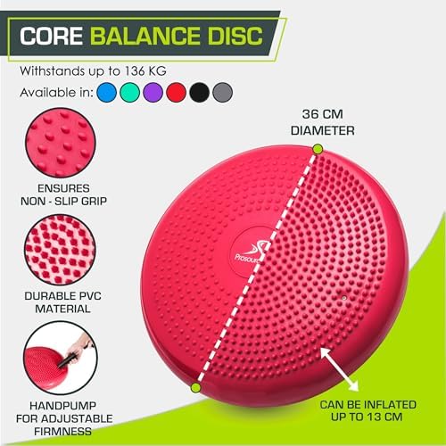 ProsourceFit Core Balance Disc, Inflatable Wobble Cushion with Hand Pump, Dual-Textured Non-Slip Surface for Core, Balance, and Stability Training, 14-inch - Image 3