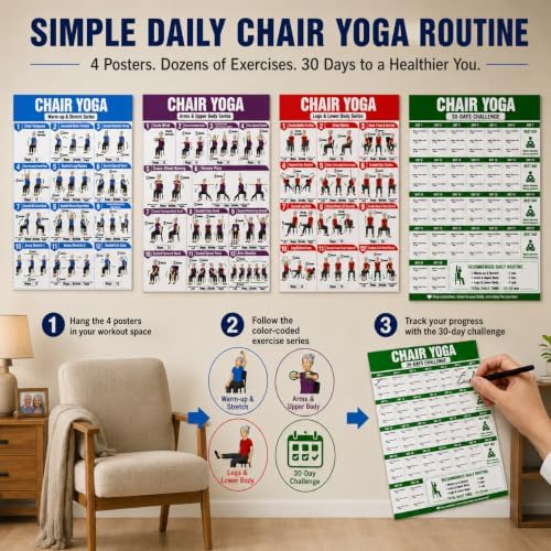 12x18 in Chair Yoga Chart for Seniors & Beginners Poster (Yoga Seniors) - Image 4