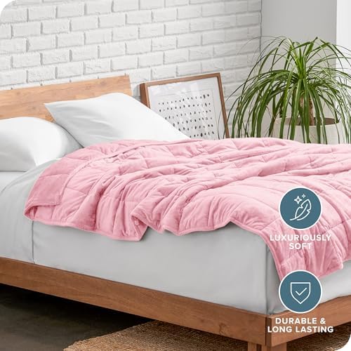 Bare Home Minky Fleece Weighted Blanket (Light Pink, 48"x72" 12lbs) - Image 5